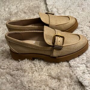 Dolce Vita Beige Loafers with Gold Buckle